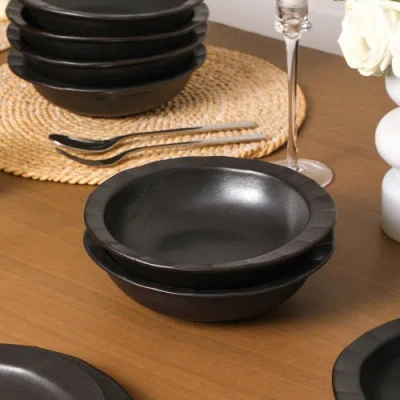 Stone Lain Oasis Stoneware 12-piece Dinnerware Set In Black