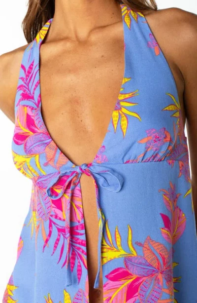 Roxy Fairweather Split Front Halter Top In Multi