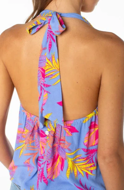 Roxy Fairweather Split Front Halter Top In Multi
