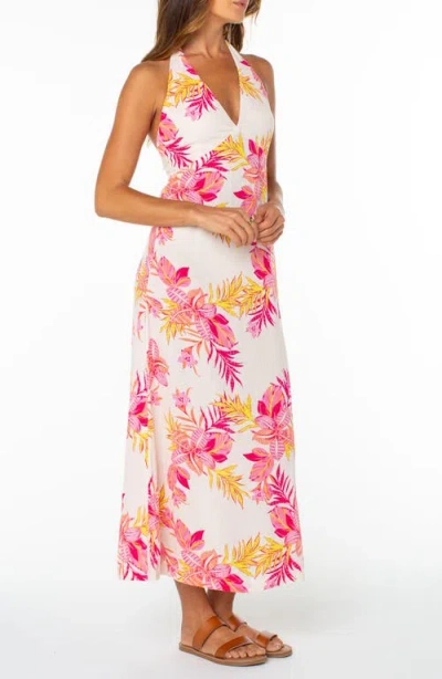 Roxy Beach Day Floral Halter Maxi Dress In Blue