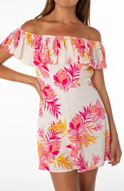 Roxy Clear Sky Off The Shoulder Mini Sundress In Multi