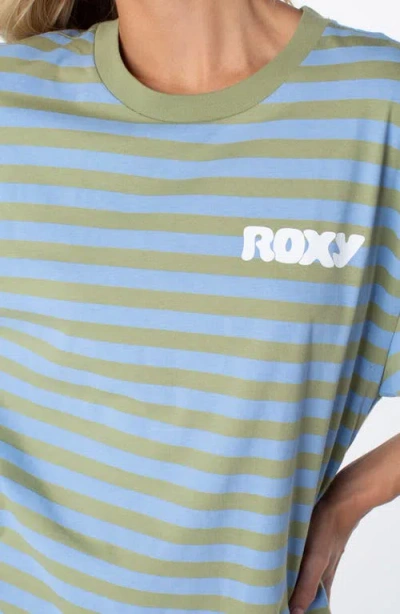 Roxy Old School Stripe Oversize Graphic T-shirt In Blue