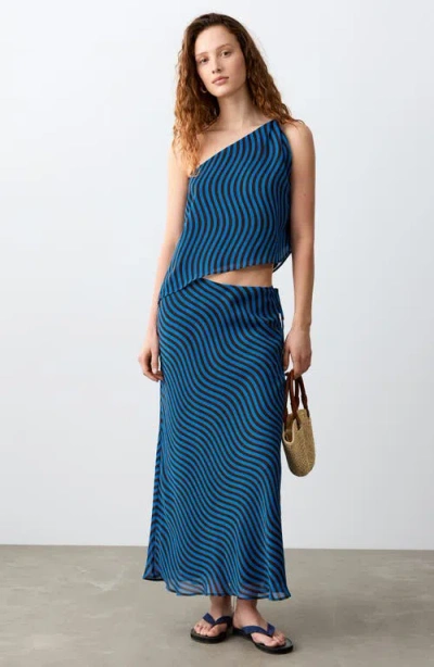 Mango Teen Wavy Stripe Asymmetrical Shell In Multi