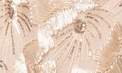 Betsy & Adam Sequin Soutache Lace Sleeveless Cocktail Dress In Neutral