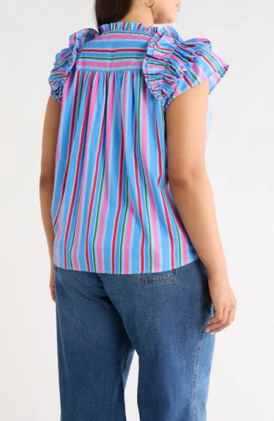 Sugarlips Jaimie Stripes Ruffle Top In Multi