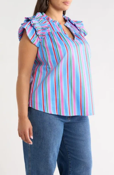 Sugarlips Jaimie Stripes Ruffle Top In Multi