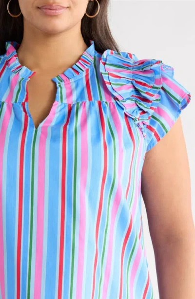 Sugarlips Jaimie Stripes Ruffle Top In Multi