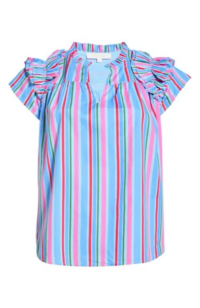 Sugarlips Jaimie Stripes Ruffle Top In Multi
