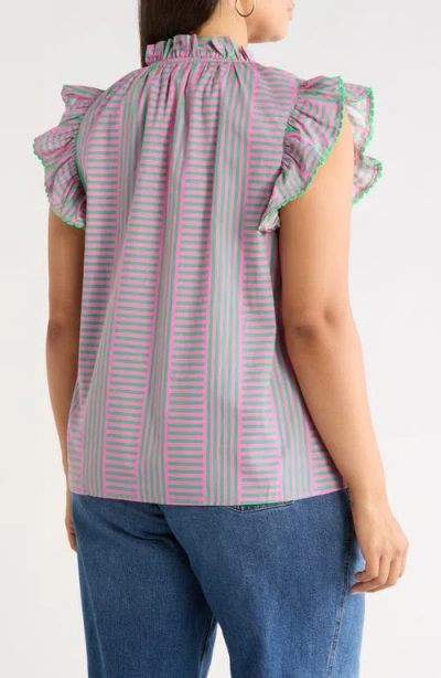 Sugarlips Valda Stripe Ruffle Top In Multi