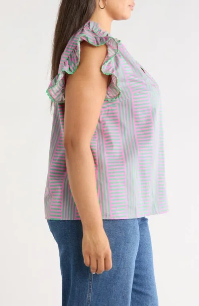 Sugarlips Valda Stripe Ruffle Top In Multi