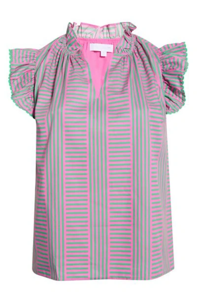 Sugarlips Valda Stripe Ruffle Top In Multi