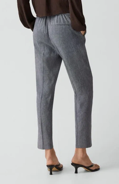 Theory Treeca Linen Blend Pull-on Crop Pants In Gray