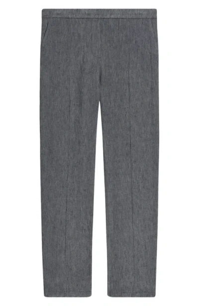 Theory Treeca Linen Blend Pull-on Crop Pants In Gray