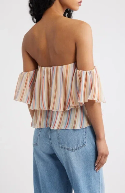 Mango Ruffles Stripe-patterned Blouse In Neutral