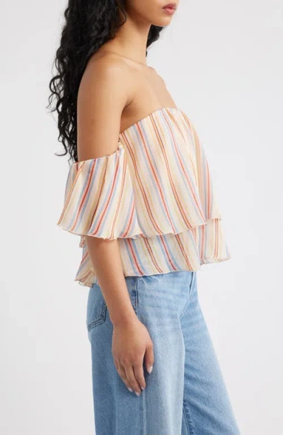 Mango Ruffles Stripe-patterned Blouse In Neutral