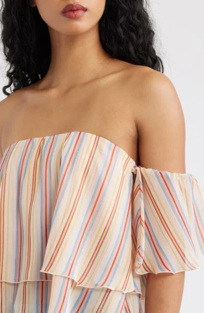 Mango Ruffles Stripe-patterned Blouse In Neutral
