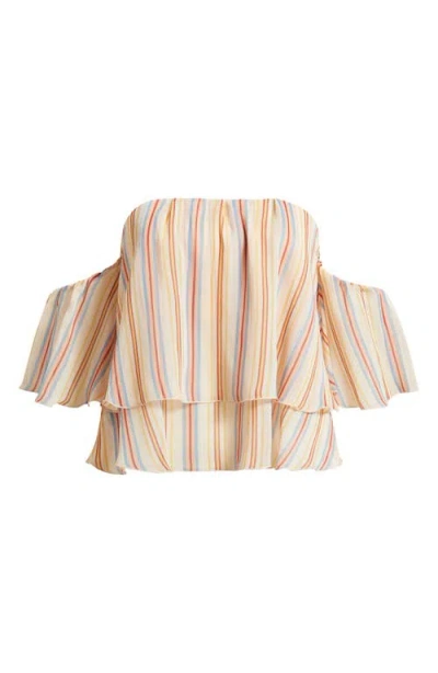 Mango Ruffles Stripe-patterned Blouse In Neutral