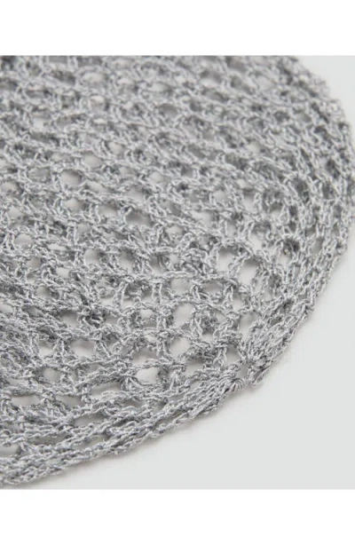 Mango Button Trim Open Stitch Hat In Gray