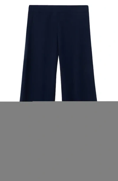 Mango Knit Pull-on Wide Leg Pants In Blue