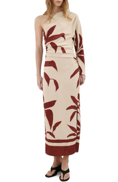 Mango Asymmetrical Dress With Gathered Body In Multi