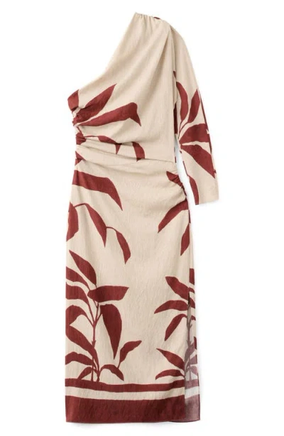 Mango Asymmetrical Dress With Gathered Body In Multi