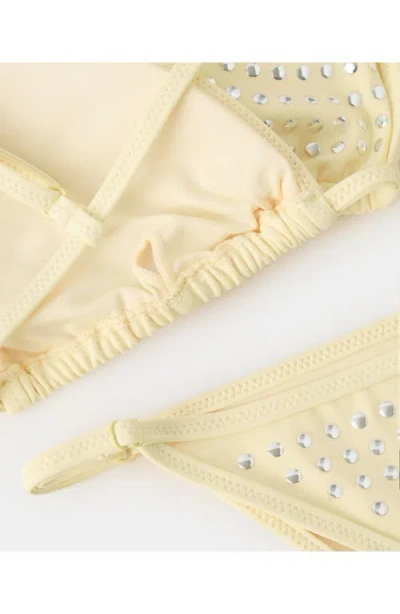 Mango Studded Triangle Bikini Top In Yellow