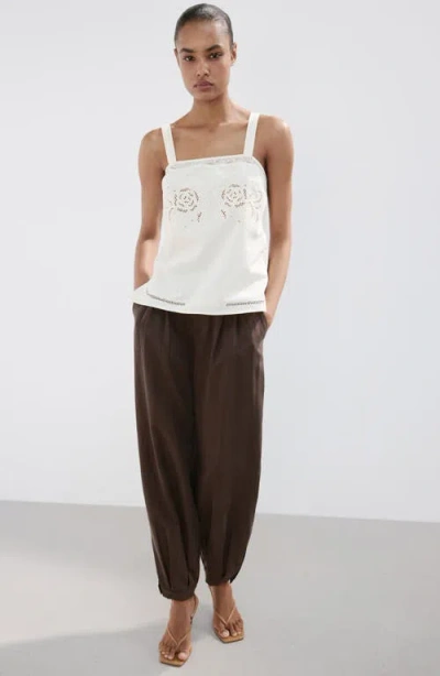 Mango Embroidered Tank In White