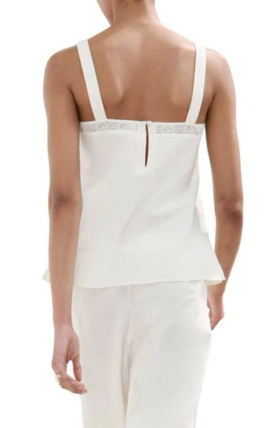 Mango Embroidered Tank In White