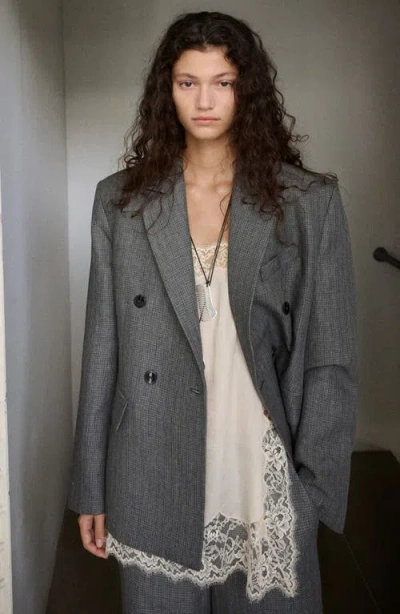 Mango Double Breasted Suit Jacket In Gray