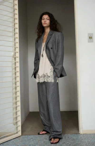 Mango Double Breasted Suit Jacket In Gray