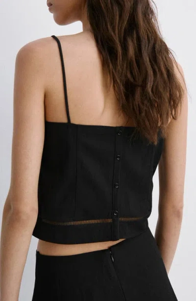 Mango Cutwork Trim Crop Top In Black
