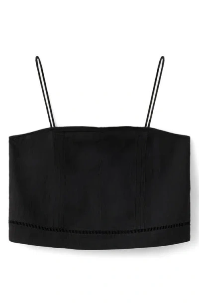 Mango Cutwork Trim Crop Top In Black