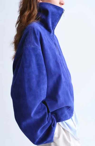 Mango Suede Jacket In Blue