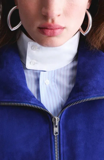 Mango Suede Jacket In Blue