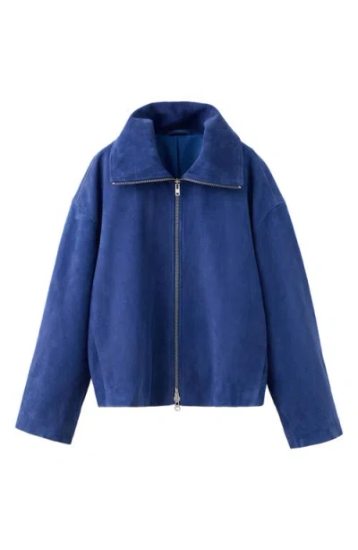 Mango Suede Jacket In Blue
