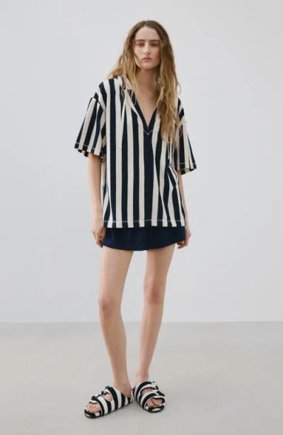 Mango Striped Cotton Terry Sweatshirt In Multi