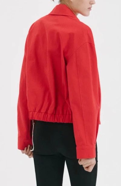 Mango Cotton Bomber Jacket In Red
