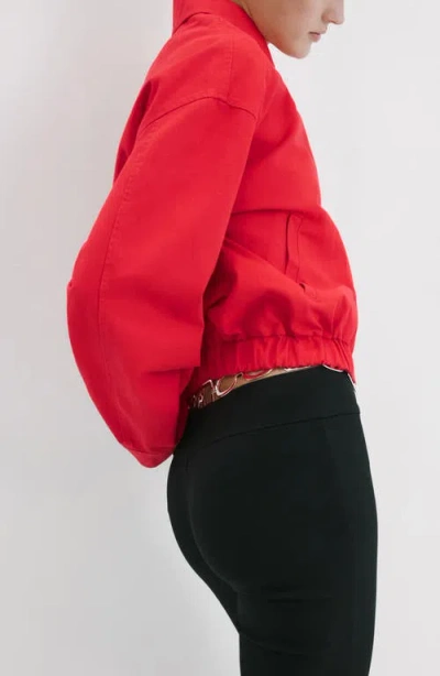 Mango Cotton Bomber Jacket In Red