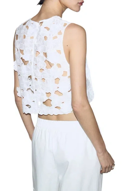 Mango Top With Openwork Embroidery In White
