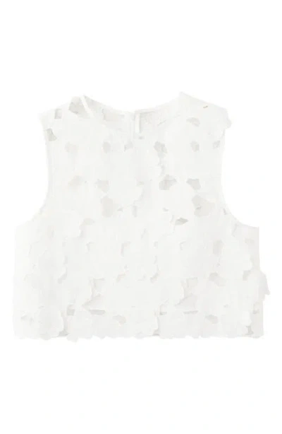 Mango Top With Openwork Embroidery In White