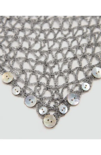 Mango Crochet Wrap In Gray