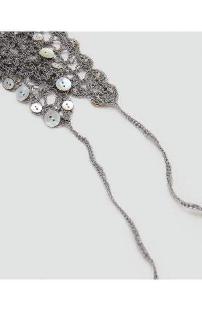 Mango Crochet Wrap In Gray