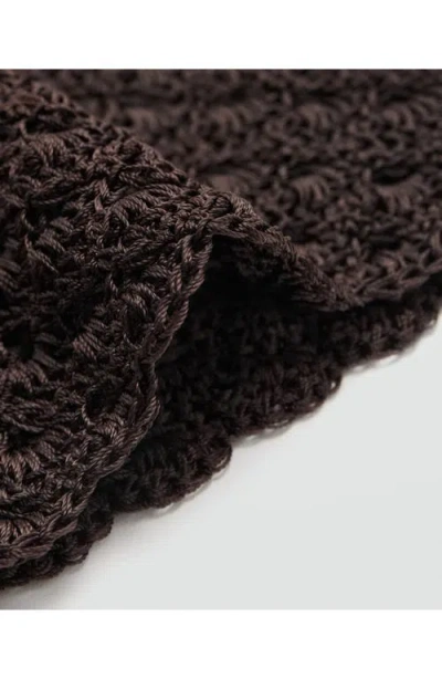 Mango Knit Beanie Hat In Brown