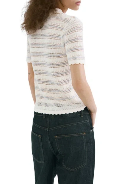 Mango Stripe Open Stitch Cardigan In Multi