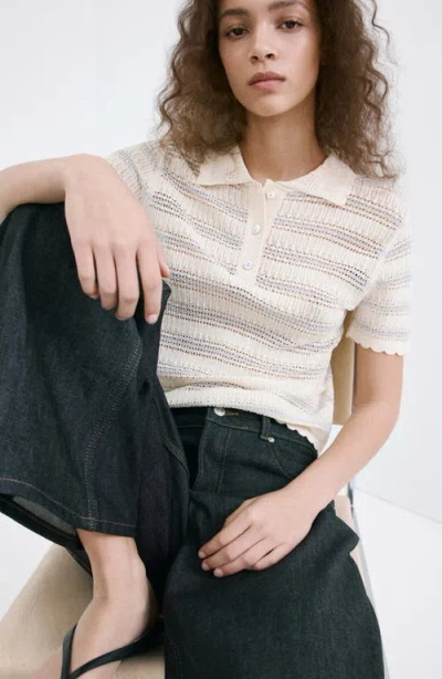 Mango Stripe Open Stitch Cardigan In Multi