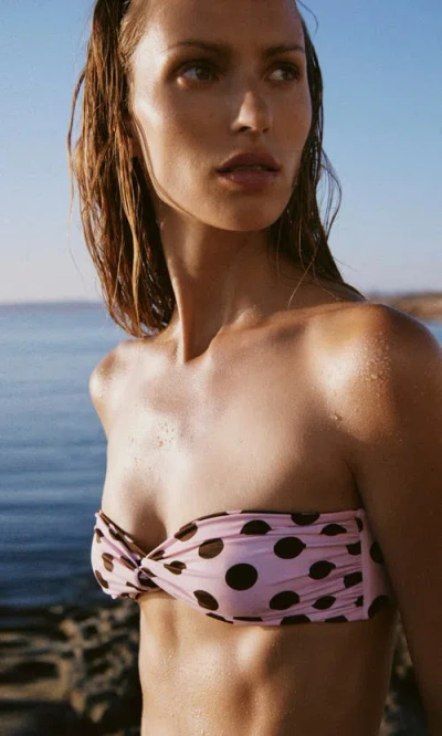 Mango Twist Front Reversible Bikini Top In Multi