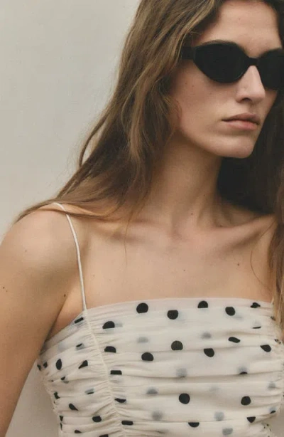 Mango Ruched Dot Camisole In Neutral