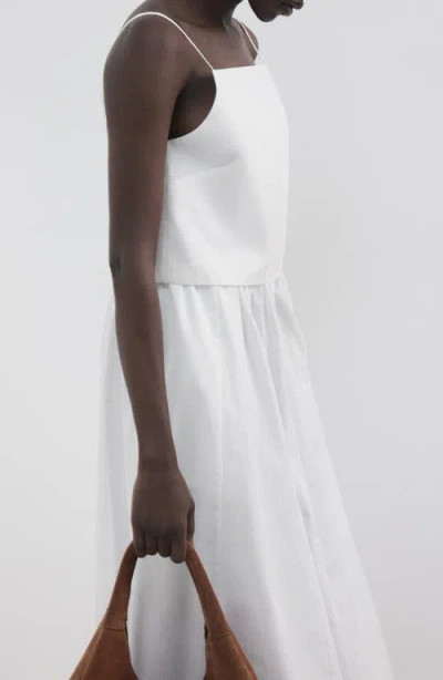 Mango Cotton Crop Top In White