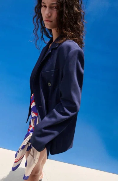 Mango Double Breasted Suit Blazer In Blue