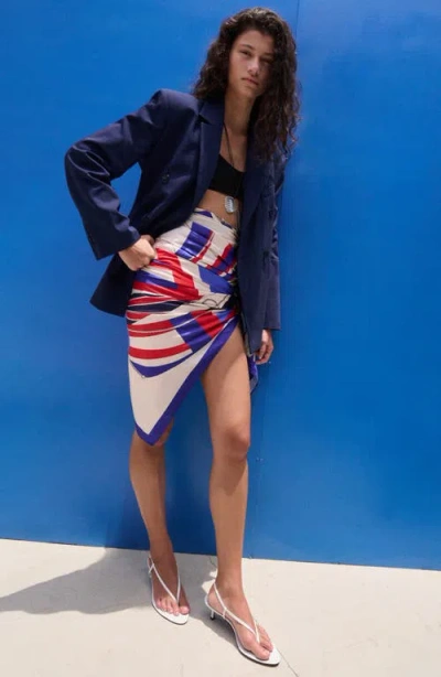 Mango Double Breasted Suit Blazer In Blue